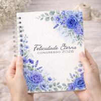 Caderno para o Congresso 2026 – Floral Azul Com Tema (Re Castori) - Imagem 4