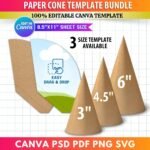 3 Moldes Cone de Papel Casquinha de Doces/Guloseimas