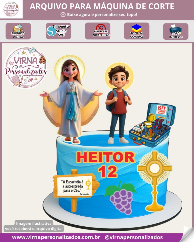 438 - CARLO ACUTIS Carlo Acutis - Topo de Bolo 3 - Imagem 1