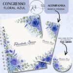 Caderno para o Congresso 2026 – Floral Azul Com Tema (Re Castori)