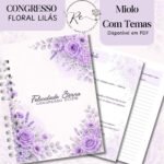 Caderno para o Congresso 2026 – Floral Lilás Com Tema (Re Castori)