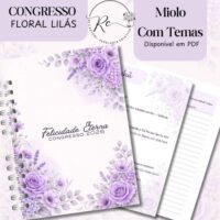 Caderno para o Congresso 2026 – Floral Lilás Com Tema (Re Castori)