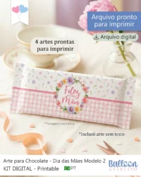 Kit Printable – Arte para Chocolates – Dia das Mães Modelo 2 (Balloon)