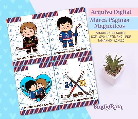 Marcadores de Páginas Magnéticos Inspirados em Heated Rivalry Marcadores de Páginas Magnéticos Inspirados em Heated Rivalry - Imagem 1