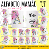 Alfabeto Mamãe Interativo - Artes Para Canecas