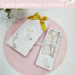 Caixa + Sacola para Terços – Primeira Eucaristia Rosa