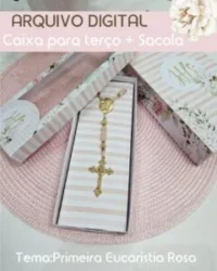 Caixa + Sacola para Terços – Primeira Eucaristia Rosa - Imagem 3