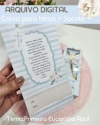 Caixa + Sacola para Terços – Primeira Eucaristia Azul - Imagem 3