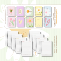 Evangélico – Caderno com versículos – Volume 1 e Volume 2 (Sara Estúdio)
