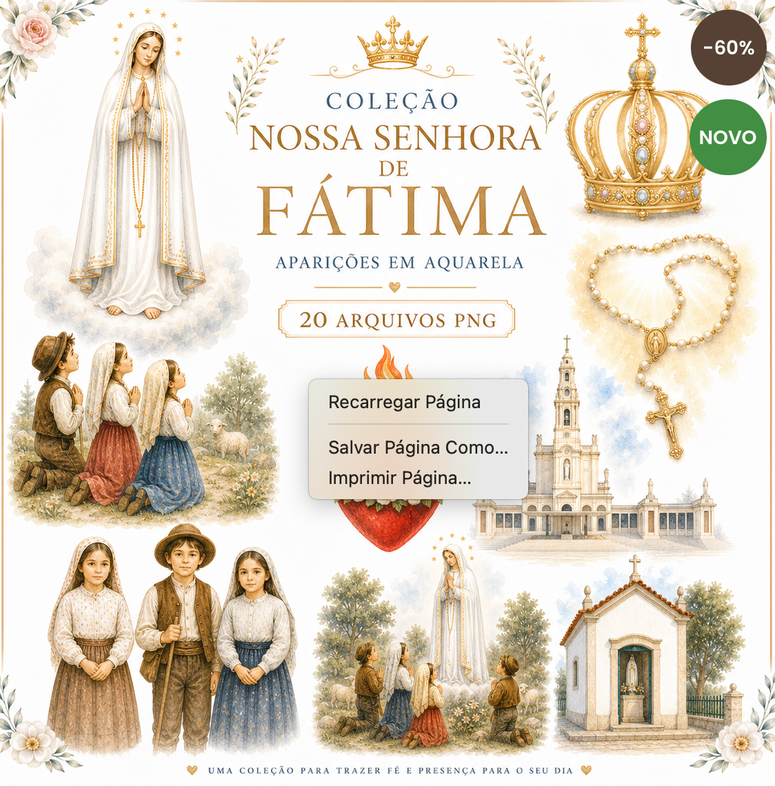 Coleção Nossa Senhora de Fátima – Aparições em Aquarela para Imprimir _ 20 Arquivos PNG Coleção Nossa Senhora de Fátima – Aparições em Aquarela para Imprimir | 20 Arquivos PNG - Imagem 1