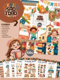 São João 2026 - Combo Ilustrações e Papéis + BRINDE (copa junina) - Tita