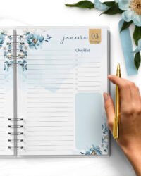 ARQUIVO COMBO 8 Agendas 2027 e Permanente COM VERSÍCULOS e SEM VERSÍCULOS Floral Azul (Bicho Papel) - Imagem 6