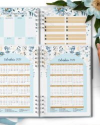 ARQUIVO COMBO 8 Agendas 2027 e Permanente COM VERSÍCULOS e SEM VERSÍCULOS Floral Azul (Bicho Papel) - Imagem 11