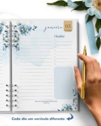 ARQUIVO COMBO 8 Agendas 2027 e Permanente COM VERSÍCULOS e SEM VERSÍCULOS Floral Azul (Bicho Papel) - Imagem 10