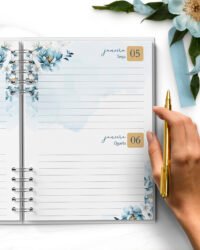 ARQUIVO COMBO 8 Agendas 2027 e Permanente COM VERSÍCULOS e SEM VERSÍCULOS Floral Azul (Bicho Papel) - Imagem 3