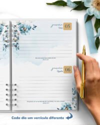 ARQUIVO COMBO 8 Agendas 2027 e Permanente COM VERSÍCULOS e SEM VERSÍCULOS Floral Azul (Bicho Papel) - Imagem 5