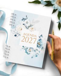 ARQUIVO COMBO 8 Agendas 2027 e Permanente COM VERSÍCULOS e SEM VERSÍCULOS Floral Azul (Bicho Papel) - Imagem 2