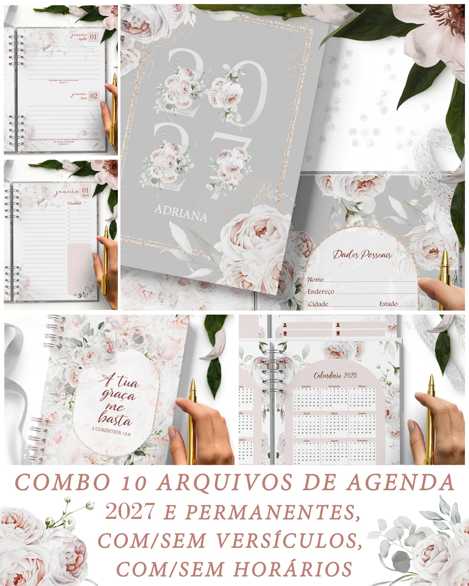ARQUIVO COMBO 10 Agendas 2027 e Permanente COM e SEM VERSÍCULOS e HORÁRIOS Believe (Bicho Papel) - Imagem 1