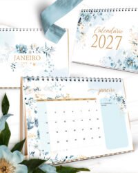 Arquivo Kit Calendários 2027 Coleção Floral Azul (Bicho Papel) - Imagem 4