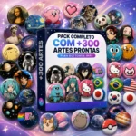 Pack Completo Com +300 Artes Prontas Para Bottons e Ímãs