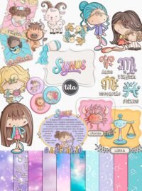 Signos Cute - Combo Ilustrações e papéis