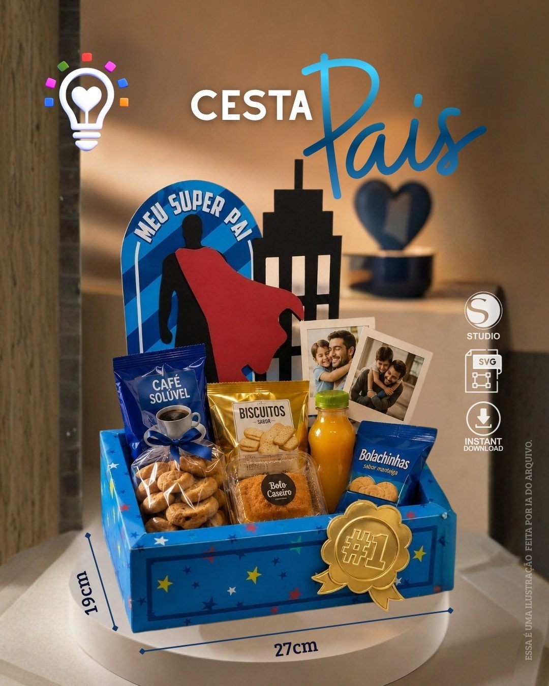 CESTA 01 Molde Caixas Cestas - Dia Dos Pais - Imagem 1