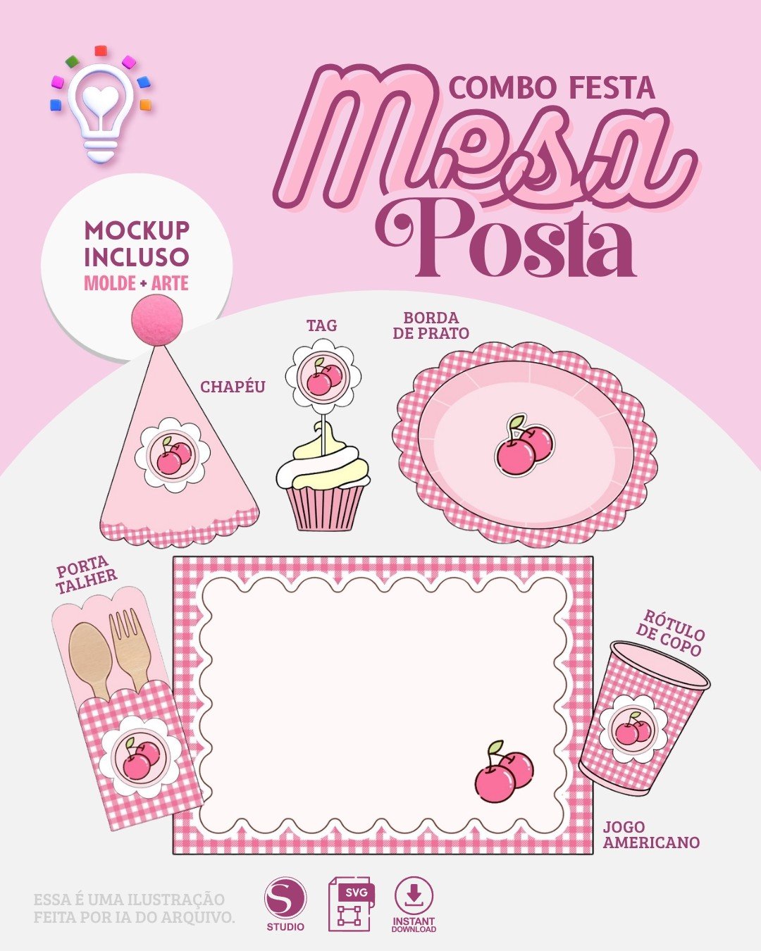 Combo Festa Mesa Posta Combo Festa Mesa Posta Cerejinha - Imagem 1