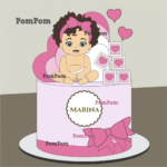 Topo de Bolo Mesversário Rosa Menina