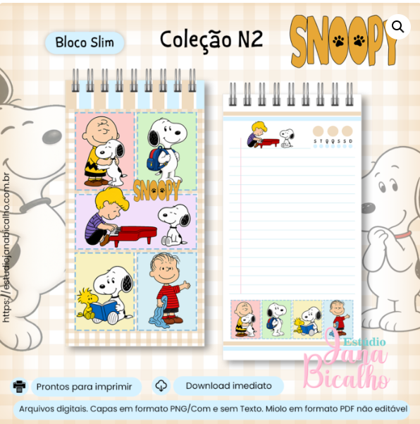 Bloco Slim Coleção N2 Snoopy Bloco Slim Coleção N2 Snoopy - Imagem 1