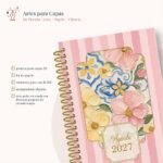 Kit Florata Capas + Papéis + Bottons (Moldes da Lê)