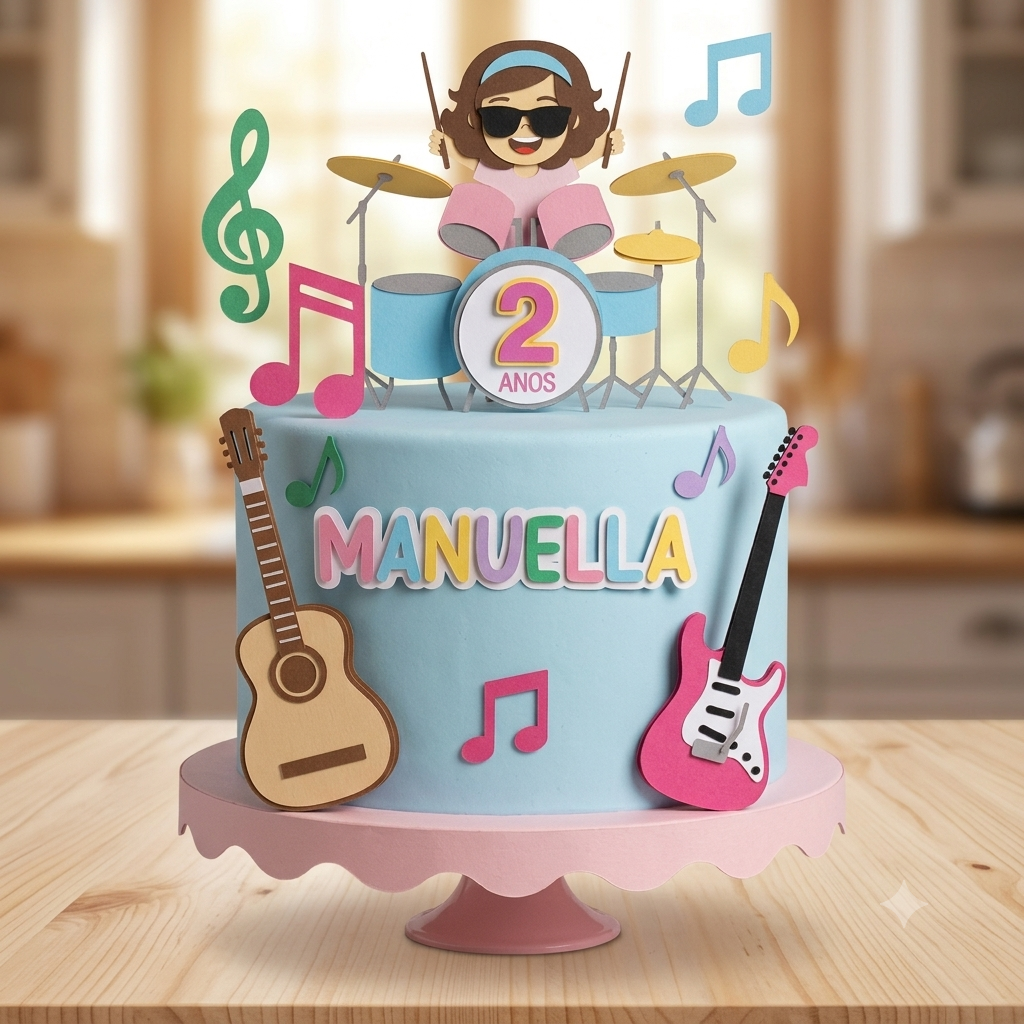 Topo de Bolo Baterista Menina Topo de Bolo Baterista Menina - Imagem 1