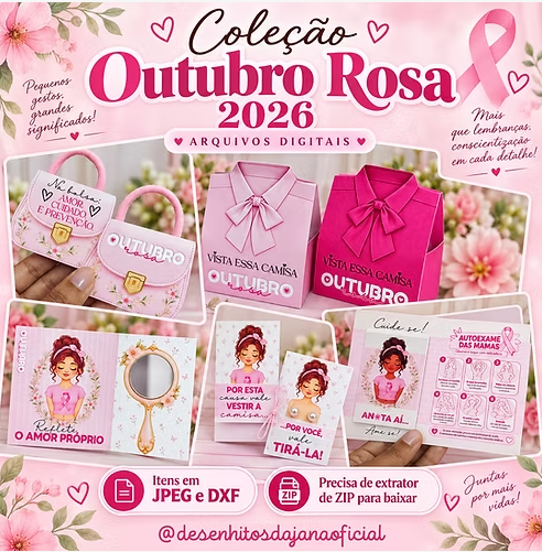 Kit Digital Outubro Rosa 2026 (Desenhitos da Jana)
