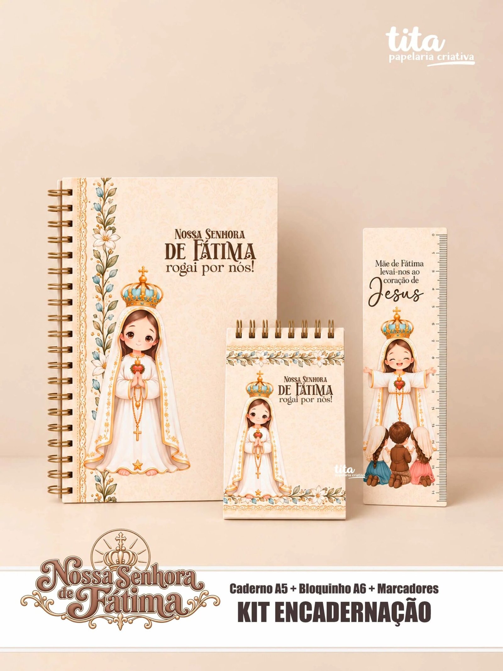 Nossa Senhora de Fátima Enc Santos – Nossa Senhora de Fátima – Encadernação (Tita) - Imagem 1