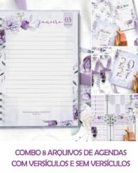 Combo 8 Agendas 2027 e Permanente Com Versículos e Sem Versículos Violeta - Imagem 2