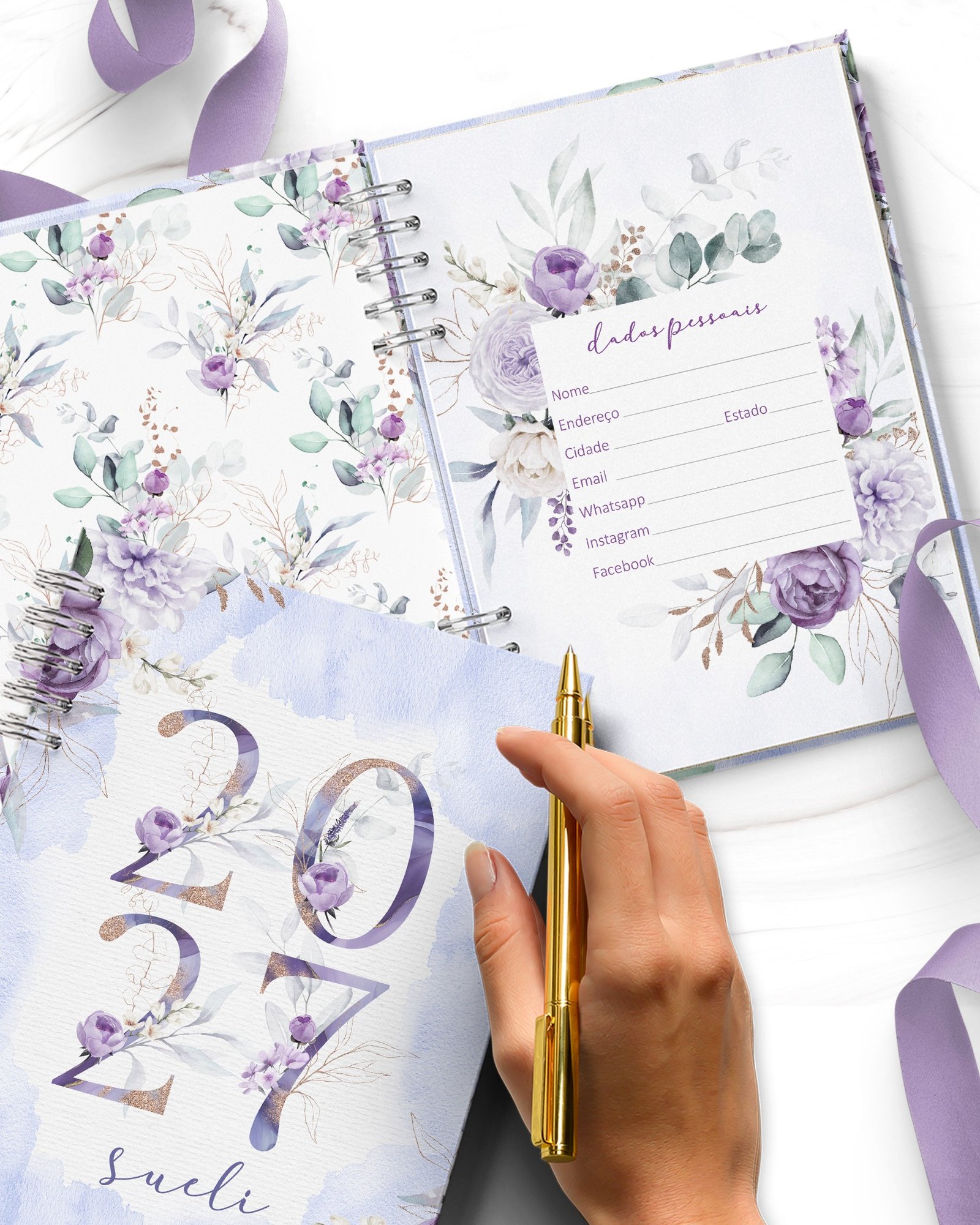 Combo 8 Agendas 2027 e Permanente Com Versículos e Sem Versículos Violeta - Imagem 4