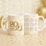 Pacote de Artes Canecas Calendário 2027 Ano Novo