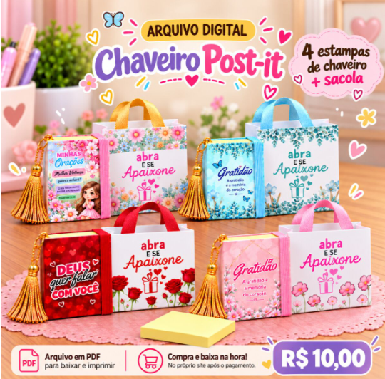 Chaveiro Post-it (4 estampas) Chaveiro Post-it (4 estampas) - Imagem 1