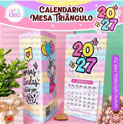 Kit Digital ART IDEIA - Calendário Mesa Triângulo 2027 Kit Digital - Calendário Mesa Triângulo 2027 - Imagem 1