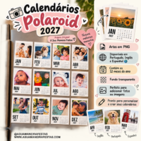 Molduras Calendário Polaroid 2027 (Português, English, Español) - Arquivo Digital