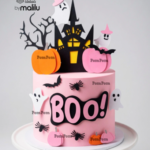 Topo de Bolo Halloween Rosa Boo Mesversário 3D