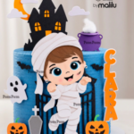 Topo de Bolo Múmia Menina Halloween Mesversário