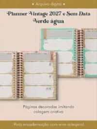 Planner Vintage Verde-Água 2027 e sem data Wire-o