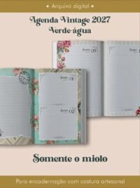 Agenda Vintage Verde-Água 2027 Costura