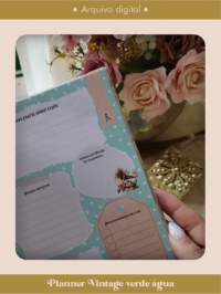 Planner Vintage Verde-Água 2027 e sem data Costura - Imagem 3