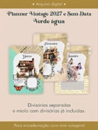 Planner Vintage Verde-Água 2027 e sem data Wire-o - Imagem 3