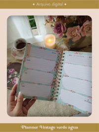 Planner Vintage Verde-Água 2027 e sem data Wire-o - Imagem 4