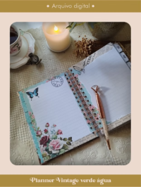 Planner Vintage Verde-Água 2027 e sem data Wire-o - Imagem 5