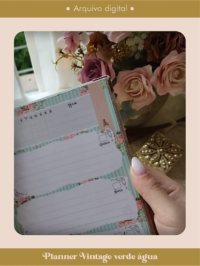Planner Vintage Verde-Água 2027 e sem data Costura - Imagem 6